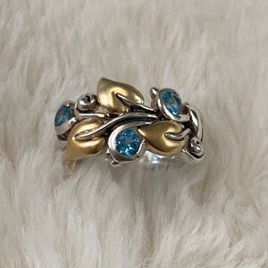 Blue Topaz Floral Band